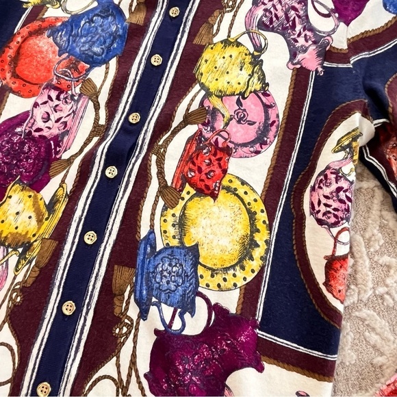 Talbots Petites Tea Party Print Classic Cardigan Sweater - Picture 13 of 16